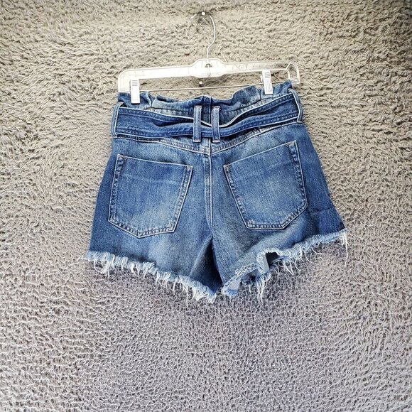 Free People Shorts Womens XS Blue We The Free Denim Frayed Hem Belted Jorts - Picture 11 of 12